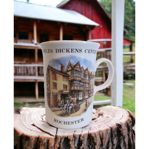 Charles Dickens Centre Rochester Vintage Portrait Art Gold Rim Churchill Mug Cup